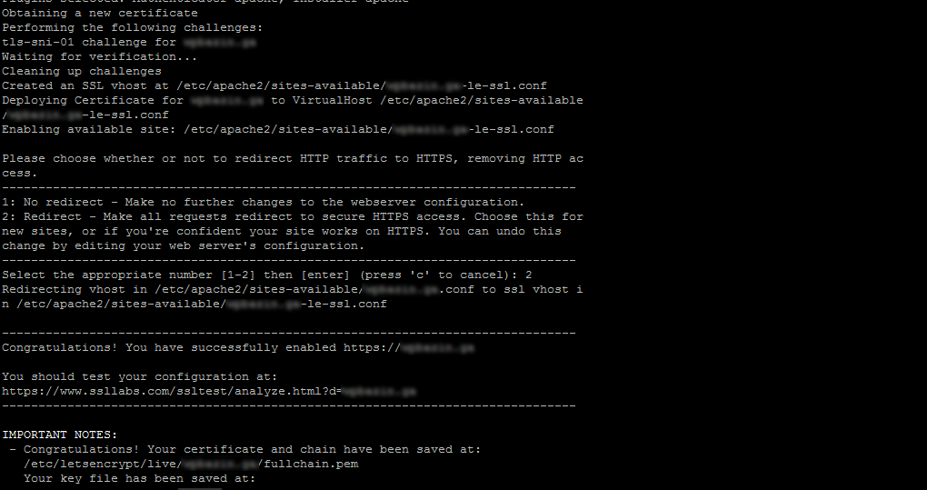 Instalar certificado SSL vía SSH