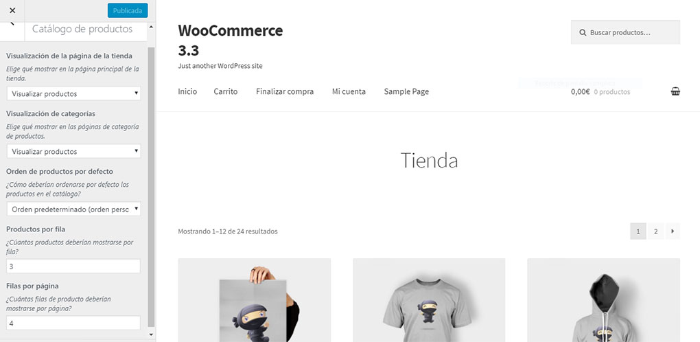 Ajustes de visualización de WooCommerce