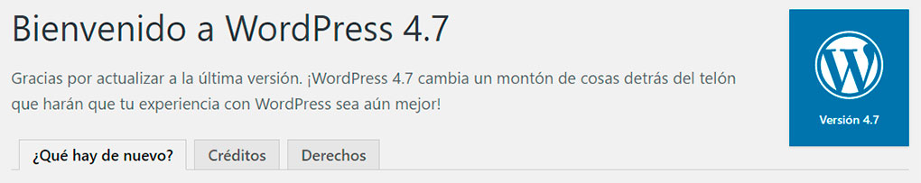 Bienvenido a WordPress 4.7