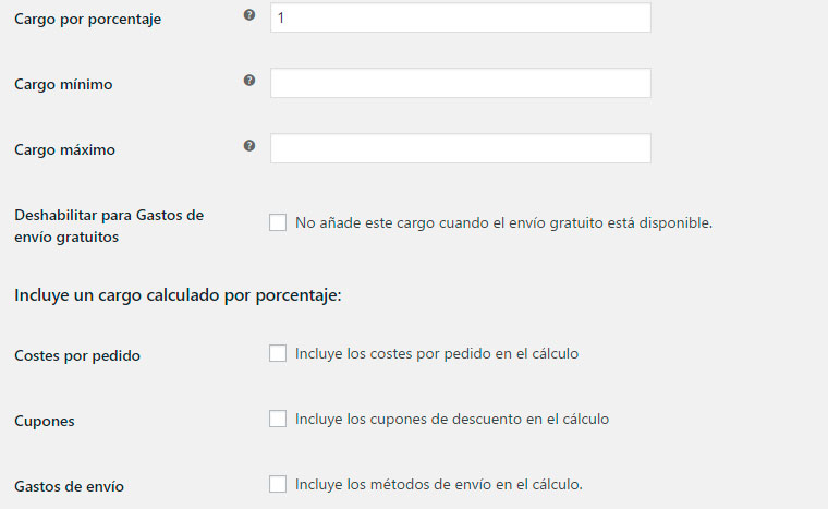 Comisión por forma de pago en WooCommerce