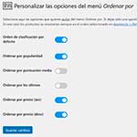 Plugin para personalizar el menú «Ordenar por» de WooCommerce