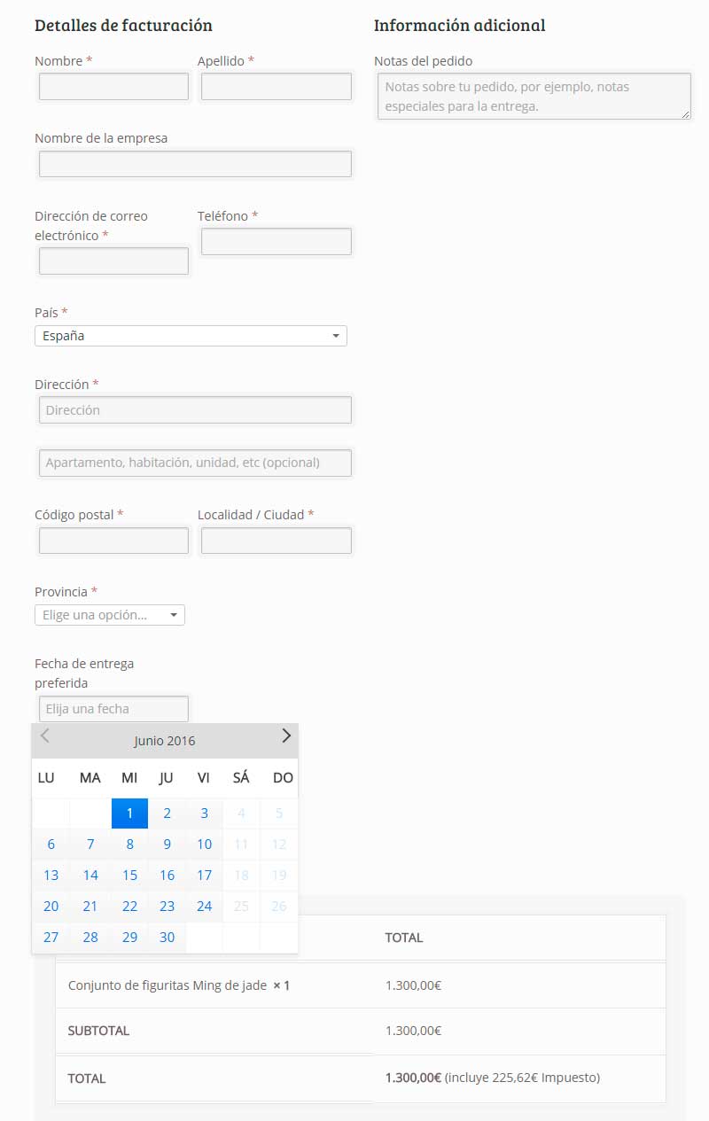 Elegir la fecha de entrega en el checkout