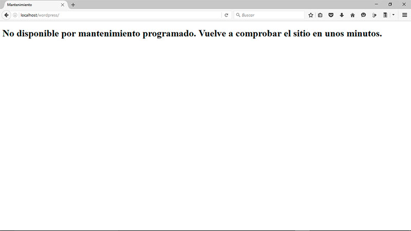 Error No disponible por mantenimiento programado