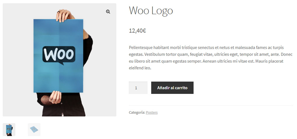 Página de producto en WooCommerce