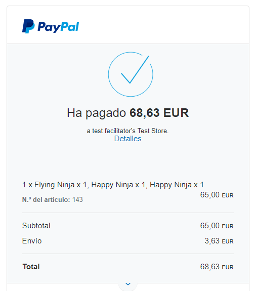 Realizar pago de prueba con PayPal