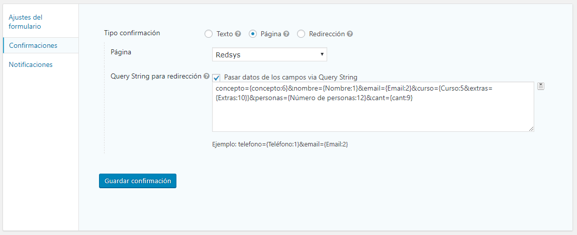 Pasar los datos de Gravity Forms a Redsys