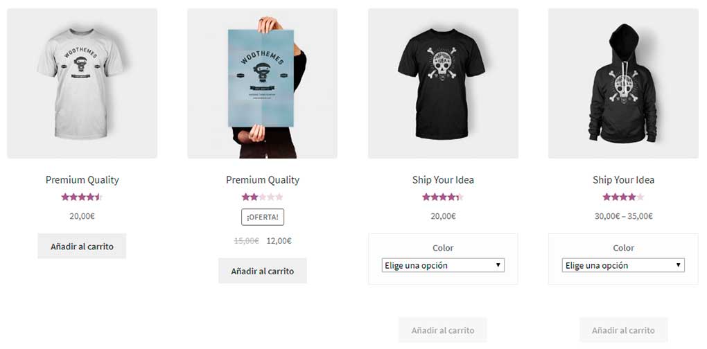 Variaciones en la tienda WooCommerce